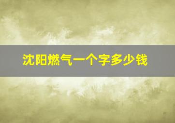 沈阳燃气一个字多少钱