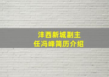 沣西新城副主任冯峰简历介绍