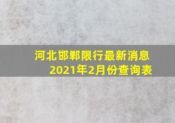 河北邯郸限行最新消息2021年2月份查询表