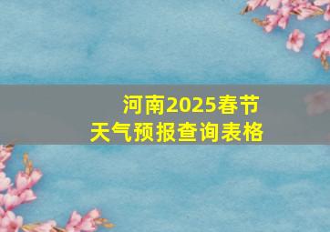 河南2025春节天气预报查询表格