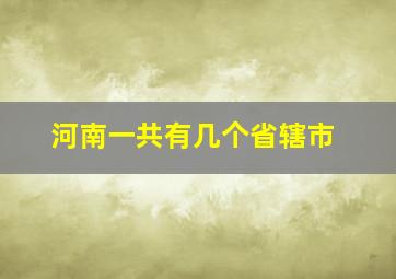 河南一共有几个省辖市