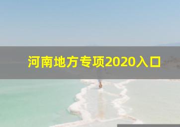 河南地方专项2020入口