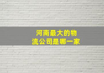 河南最大的物流公司是哪一家