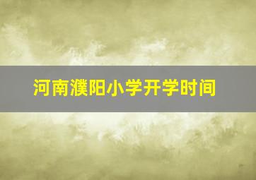 河南濮阳小学开学时间