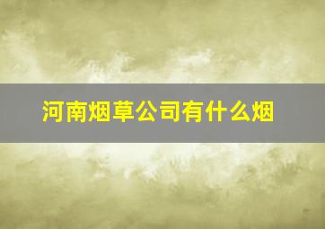 河南烟草公司有什么烟