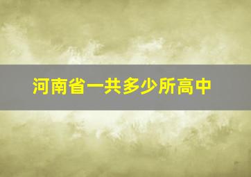 河南省一共多少所高中