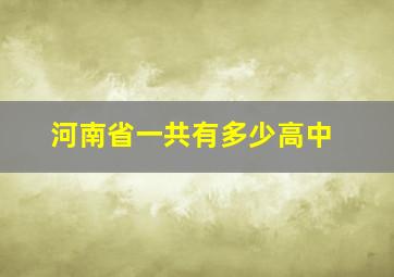 河南省一共有多少高中