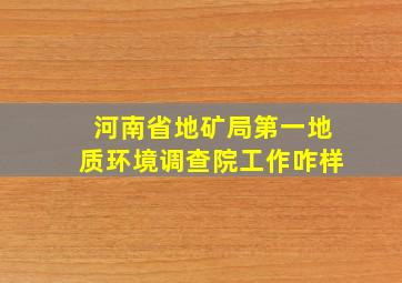 河南省地矿局第一地质环境调查院工作咋样