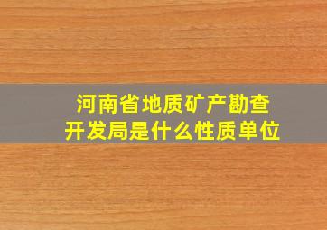 河南省地质矿产勘查开发局是什么性质单位