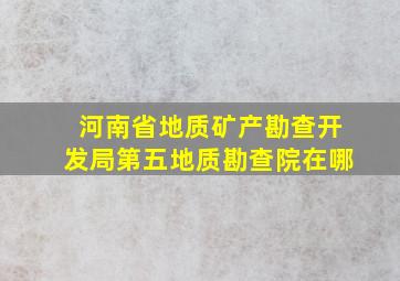 河南省地质矿产勘查开发局第五地质勘查院在哪