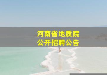 河南省地质院公开招聘公告