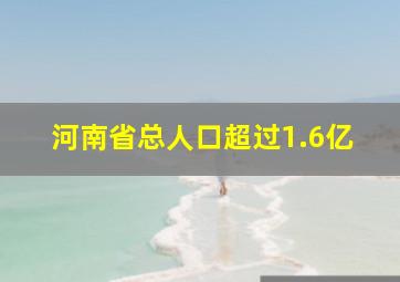 河南省总人口超过1.6亿