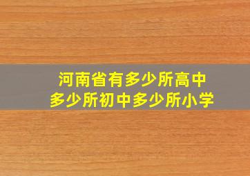 河南省有多少所高中多少所初中多少所小学