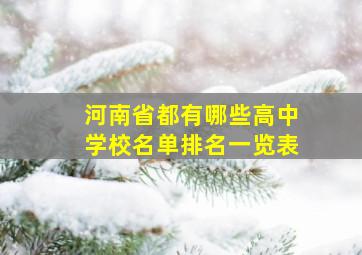 河南省都有哪些高中学校名单排名一览表