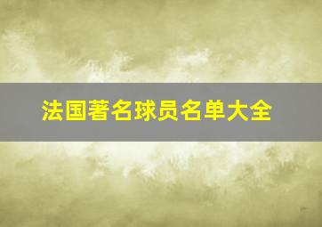 法国著名球员名单大全