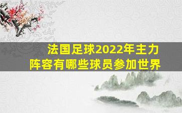 法国足球2022年主力阵容有哪些球员参加世界