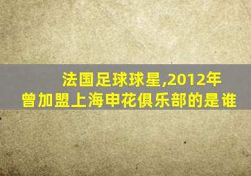 法国足球球星,2012年曾加盟上海申花俱乐部的是谁