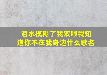 泪水模糊了我双眼我知道你不在我身边什么歌名