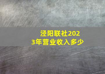 泾阳联社2023年营业收入多少