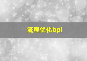 流程优化bpi