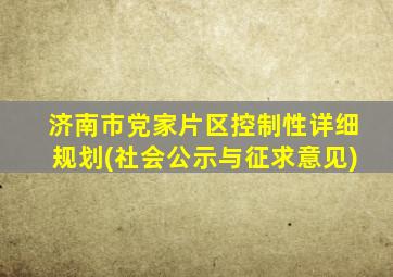 济南市党家片区控制性详细规划(社会公示与征求意见)