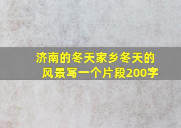 济南的冬天家乡冬天的风景写一个片段200字