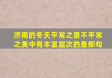 济南的冬天平常之景不平常之美中有丰富层次的是那句