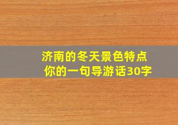 济南的冬天景色特点你的一句导游话30字