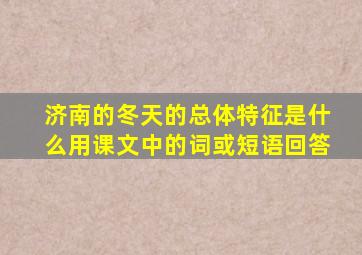 济南的冬天的总体特征是什么用课文中的词或短语回答