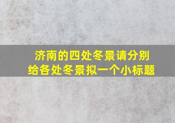 济南的四处冬景请分别给各处冬景拟一个小标题