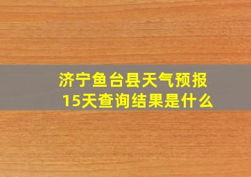 济宁鱼台县天气预报15天查询结果是什么