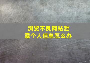 浏览不良网站泄露个人信息怎么办