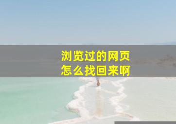 浏览过的网页怎么找回来啊