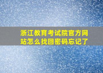 浙江教育考试院官方网站怎么找回密码忘记了