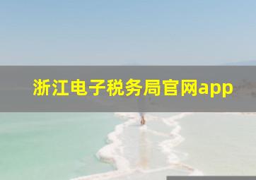 浙江电子税务局官网app