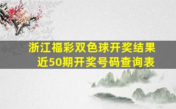 浙江福彩双色球开奖结果近50期开奖号码查询表