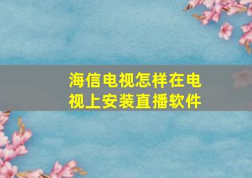 海信电视怎样在电视上安装直播软件