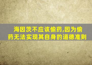 海因茨不应该偷药,因为偷药无法实现其自身的道德准则