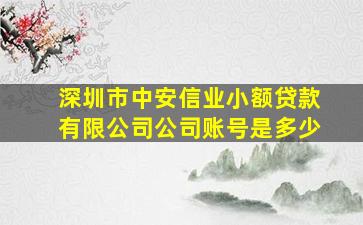 深圳市中安信业小额贷款有限公司公司账号是多少