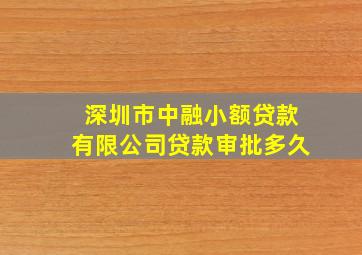 深圳市中融小额贷款有限公司贷款审批多久