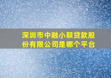 深圳市中融小额贷款股份有限公司是哪个平台