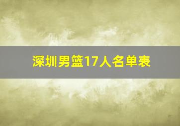 深圳男篮17人名单表