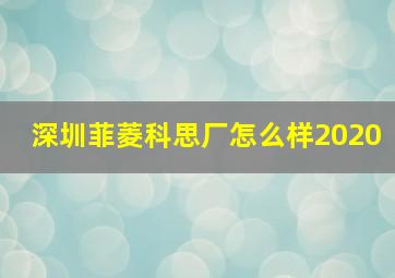 深圳菲菱科思厂怎么样2020