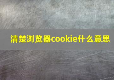 清楚浏览器cookie什么意思