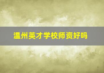 温州英才学校师资好吗