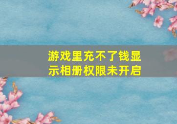 游戏里充不了钱显示相册权限未开启