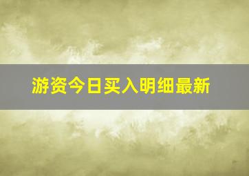 游资今日买入明细最新