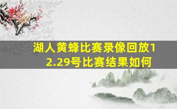 湖人黄蜂比赛录像回放12.29号比赛结果如何