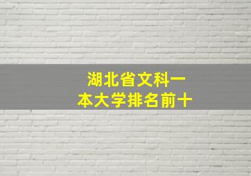 湖北省文科一本大学排名前十