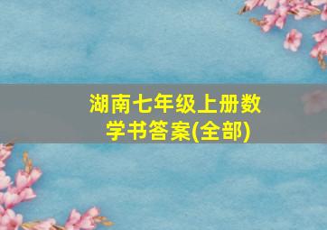 湖南七年级上册数学书答案(全部)